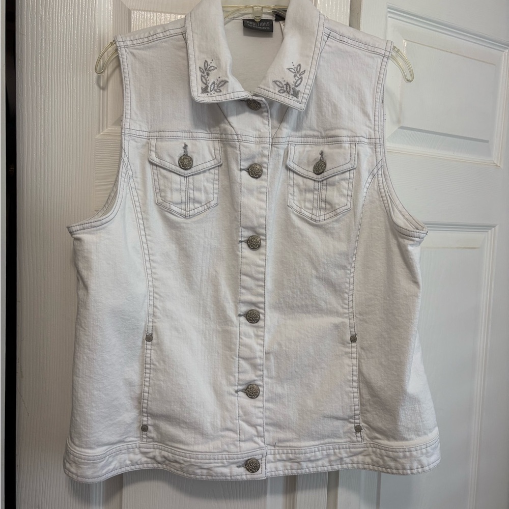 Chico's Platinum White Denim Vest,  Sz3 /XL